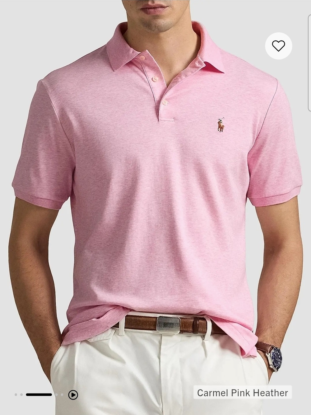 Ralph Lauren Pink Heather Polo Shirt with Embroidered Pony